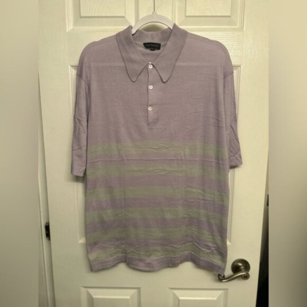 John Smedley Striped Knit Polo Shirt